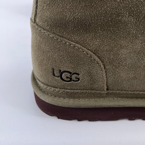 UGG Neumel Classic Suede Boots Size 10 Olive Lace Up Sheepskin Lined - Picture 12 of 15